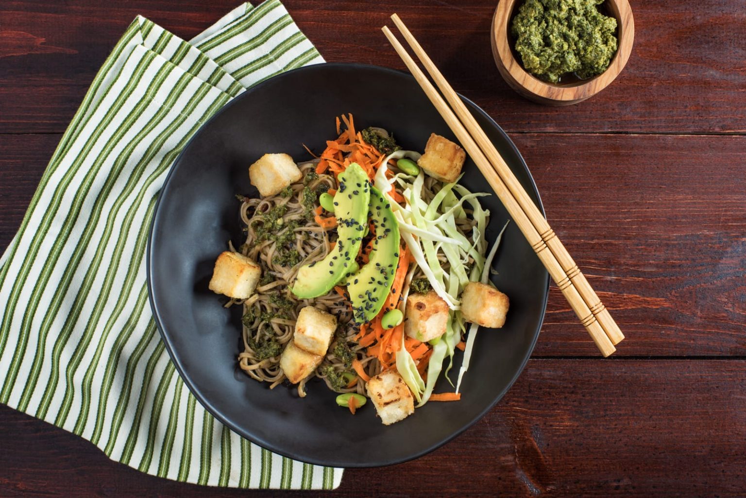 Crispy Tofu On Soba Noodles Supherb Farms