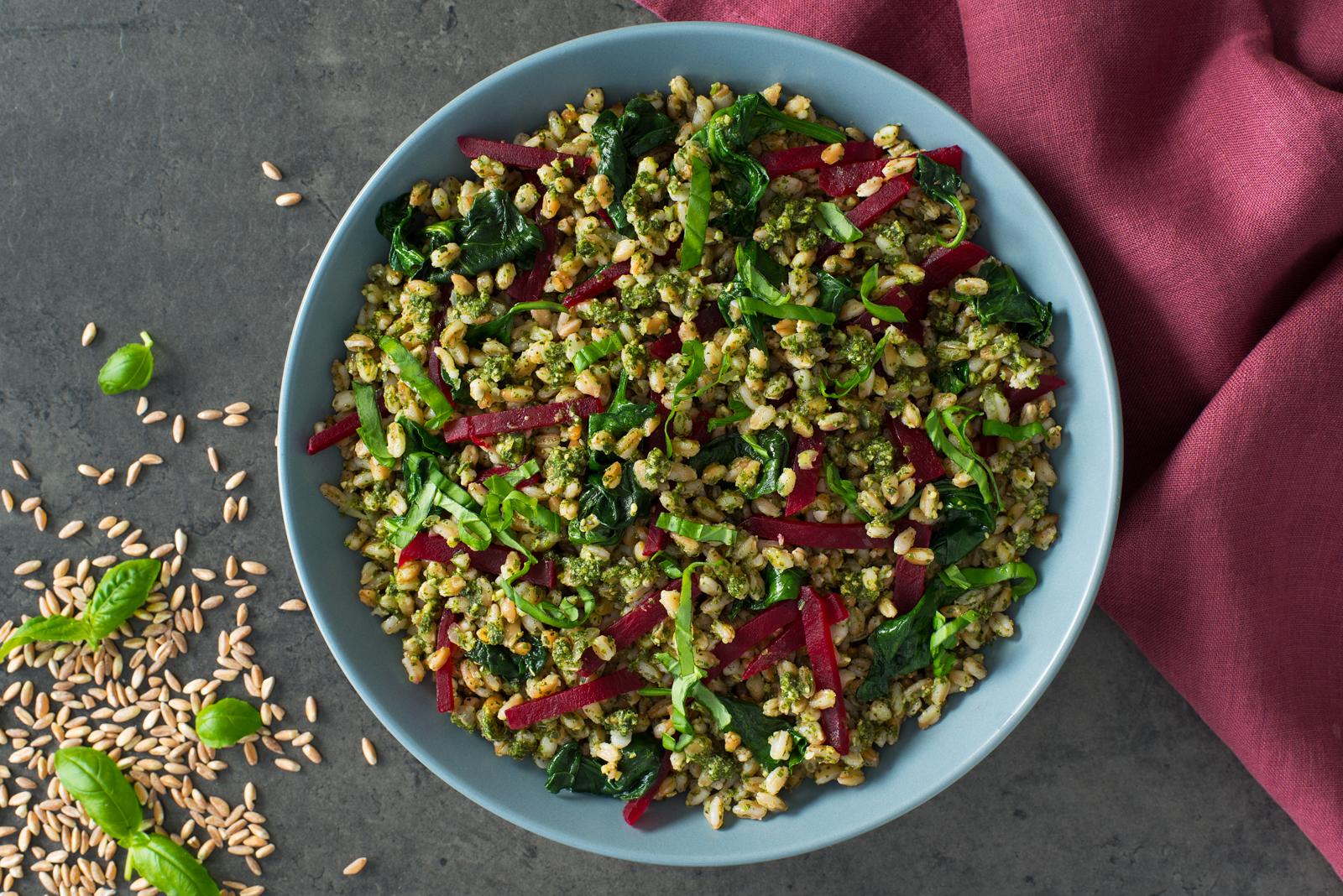 fried-farro-with-spinach-pickled-beets-and-pesto_compressed