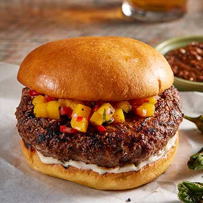 Jamaican Jerk Burger with Mango Salsa