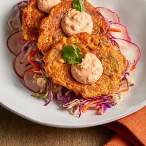 seared corn cakes