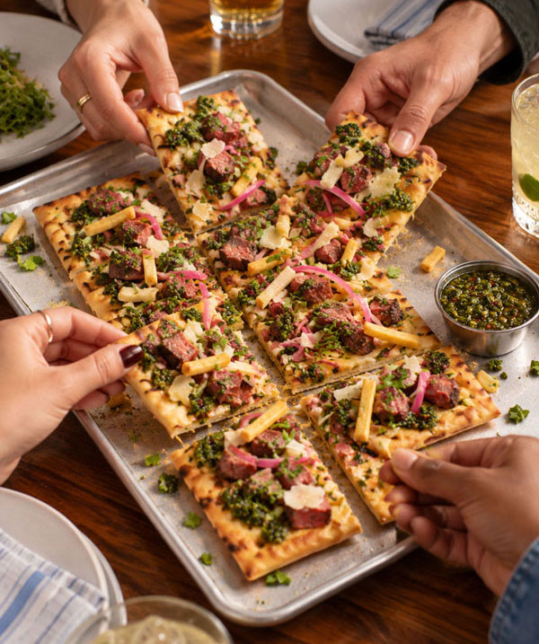 Chimichurri Steak Frites Flatbread Pizza